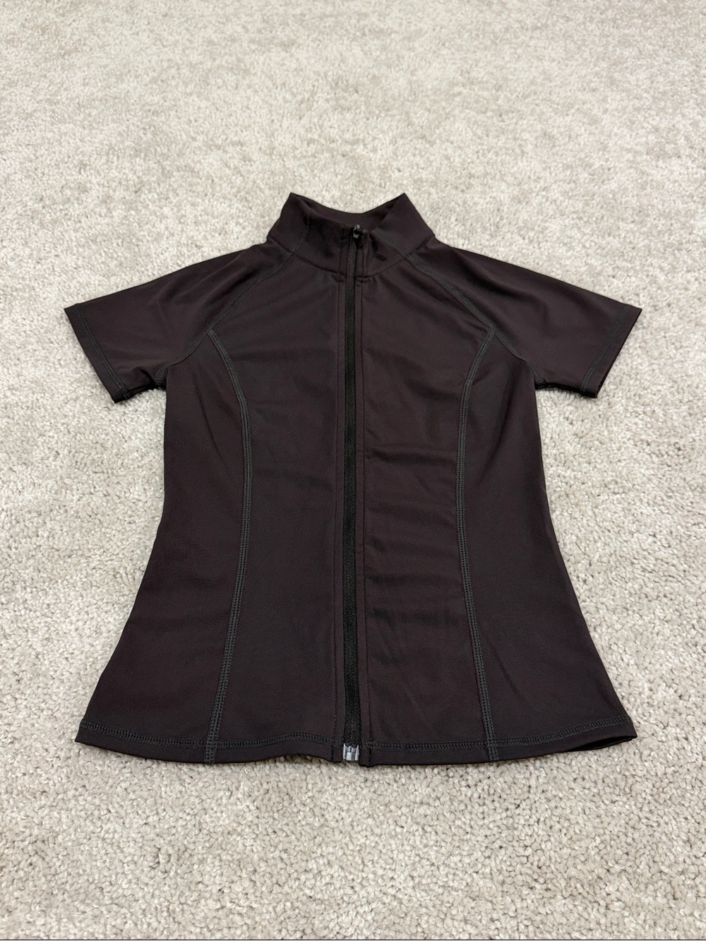 Adanola Ultimate Short Sleeve Zip Up Top - Coffee Bean